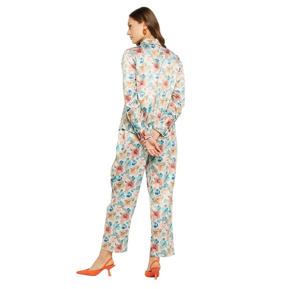 Gypsie Blu Women Satin Co-Ord Set Floral Print Sleepwear Pajama Shirt for Girls - Picture 7 of 7